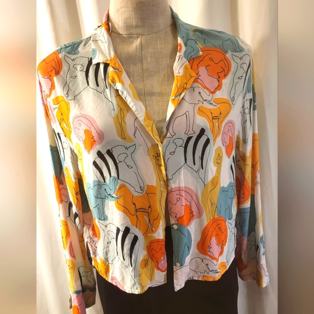Zara Animal Print Shirt Blouse. SIze M